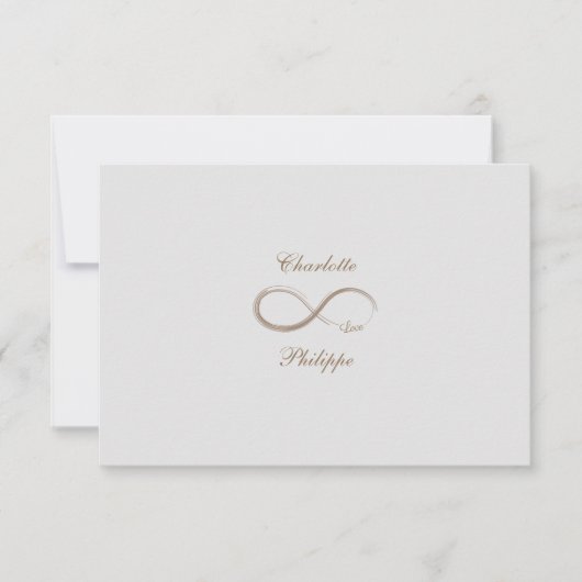 Infinity symbool Gold White Gray Wedding RSVP Kaart (Voorkant)