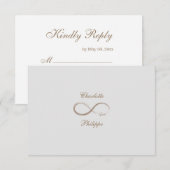 Infinity symbool Gold White Gray Wedding RSVP Kaart (Voorkant / Achterkant)