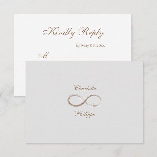 Infinity symbool Gold White Gray Wedding RSVP Kaart (Voorkant / Achterkant)