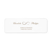 Infinity Symbool Goud Wit Bruiloft Adres Label (Voorkant)