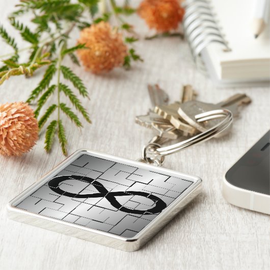 Infinity-symbool in het abstracte ontwerp van Maze Sleutelhanger (Zijkant)