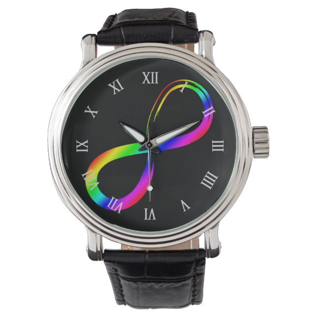 Infinity symbool LGBT Gay Pride Rainbow Horloge (Voorkant)
