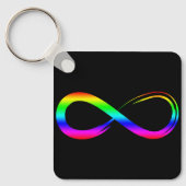 Infinity Symbool LHBT Gay Pride Rainbow Black Sleutelhanger (Voorkant)