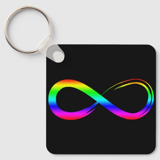 Infinity Symbool LHBT Gay Pride Rainbow Black Sleutelhanger (Voorkant)