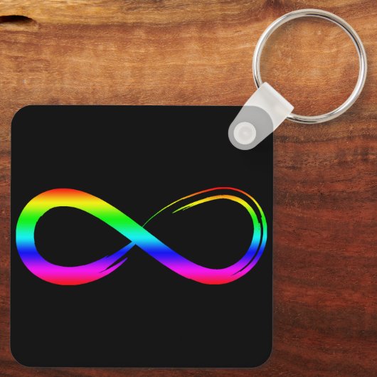 Infinity Symbool LHBT Gay Pride Rainbow Black Sleutelhanger (Achterkant)