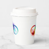 Infinity Symbool met Rainbow Feather Paper Cups Papieren Bekers (Links)