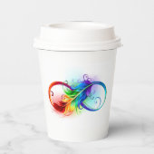 Infinity Symbool met Rainbow Feather Paper Cups Papieren Bekers (Achterkant)