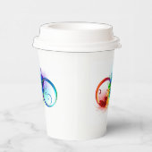 Infinity Symbool met Rainbow Feather Paper Cups Papieren Bekers (Rechts)