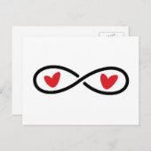 Infinity symbool met rode liefdesharten modern briefkaart (Voorkant / Achterkant)