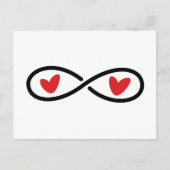 Infinity symbool met rode liefdesharten modern briefkaart (Voorkant)