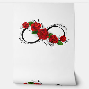 Infinity Symbool met Rode Rozen Behang