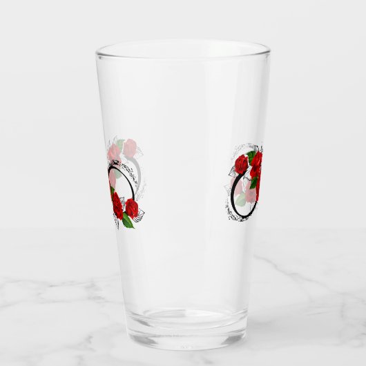 Infinity Symbool met Rode Rozen Glas (Links)