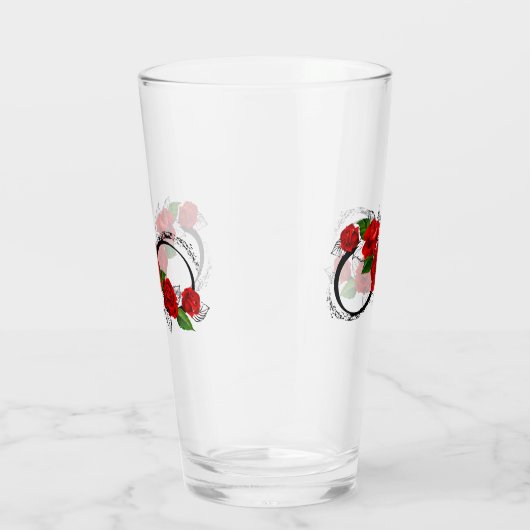 Infinity Symbool met Rode Rozen Glas (Rechts)