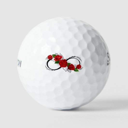 Infinity Symbool met Rode Rozen Golfballen (Voorkant)