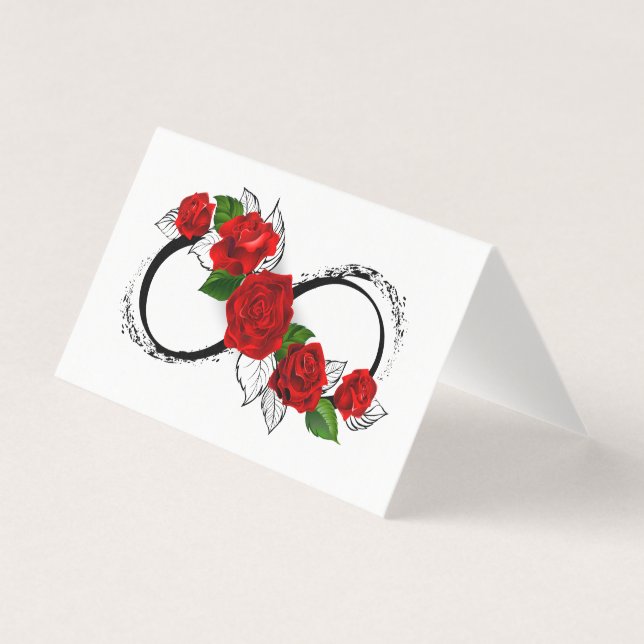 Infinity Symbool met Rode Rozen Kaart (Voorkant)