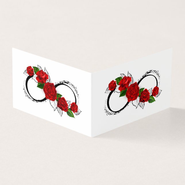 Infinity Symbool met Rode Rozen Kaart (Buitenkant)