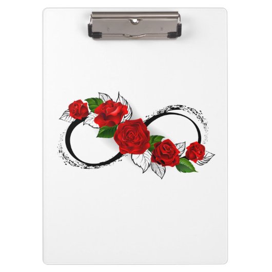 Infinity Symbool met Rode Rozen Klembord (Voorkant)