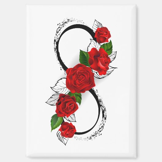 Infinity Symbool met Rode Rozen Magneet (Voorkant)