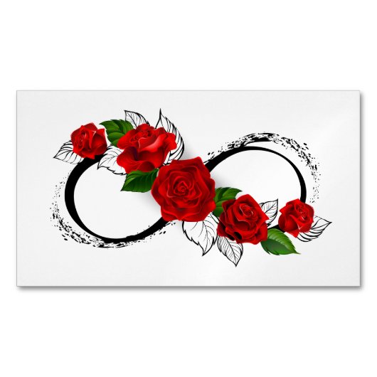 Infinity Symbool met Rode Rozen Magnetisch Visitekaartje (Voorkant)