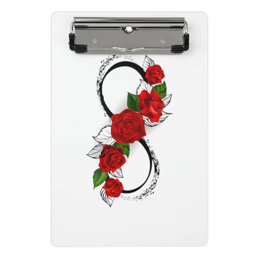 Infinity Symbool met Rode Rozen Mini Klembord (Voorkant)