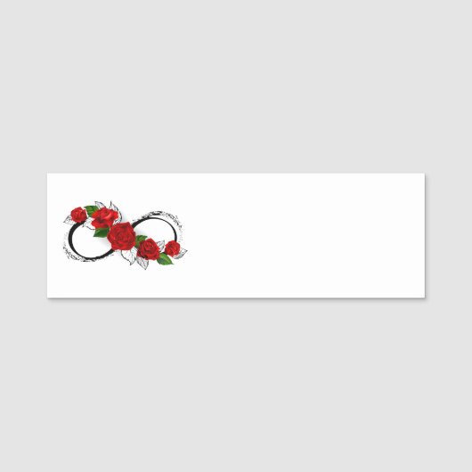 Infinity Symbool met Rode Rozen Naamplaatje (Voorkant)