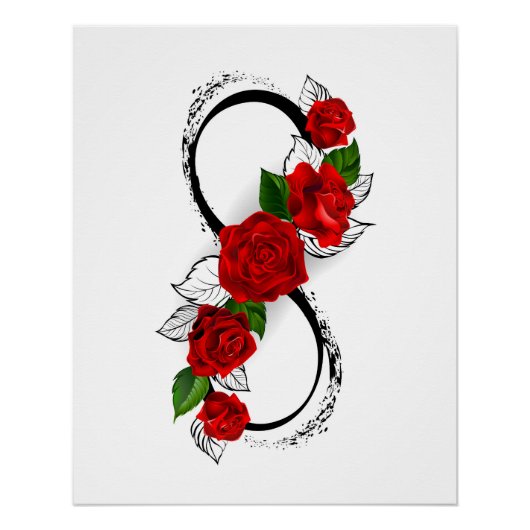 Infinity Symbool met Rode Rozen Perfect Poster (Voorkant)