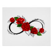 Infinity Symbool met Rode Rozen Perfect Poster (Voorkant)