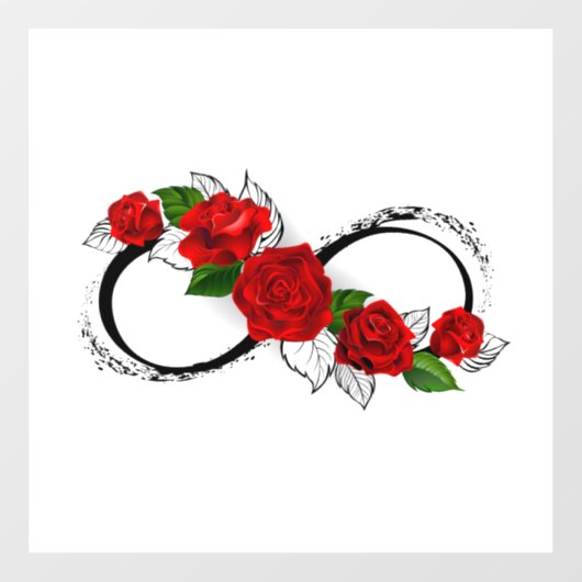Infinity Symbool met Rode Rozen Raamsticker (Vel)