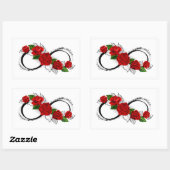 Infinity Symbool met Rode Rozen Rechthoekige Sticker (Vel)