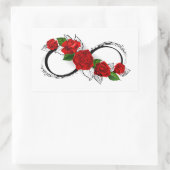 Infinity Symbool met Rode Rozen Rechthoekige Sticker (Tas)