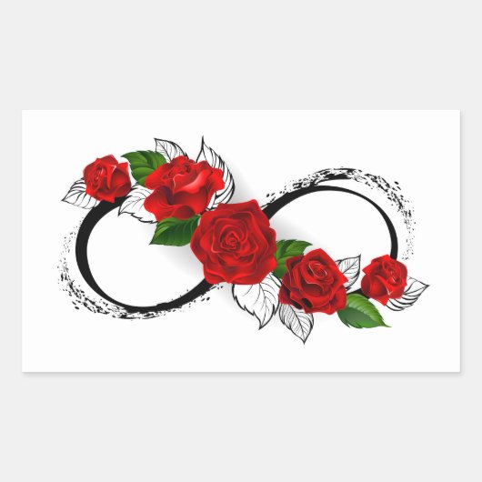 Infinity Symbool met Rode Rozen Rechthoekige Sticker (Voorkant)