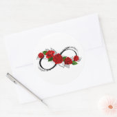 Infinity Symbool met Rode Rozen Ronde Sticker (Envelop)