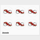 Infinity Symbool met Rode Rozen Ronde Sticker (Vel)