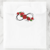 Infinity Symbool met Rode Rozen Ronde Sticker (Tas)