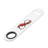 Infinity Symbool met Rode Rozen Speed Flessenopener (Voorkant Gekanteld)