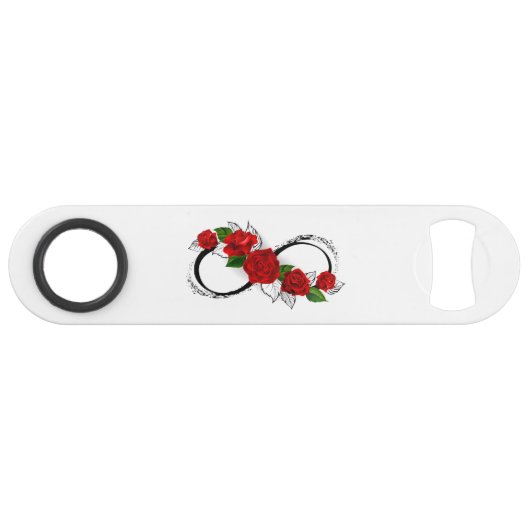 Infinity Symbool met Rode Rozen Speed Flessenopener (Voorkant (Horizontaal))