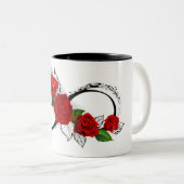 Infinity Symbool met Rode Rozen Tweekleurige Koffiemok (Voorkant rechts)