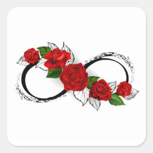 Infinity Symbool met Rode Rozen Vierkante Sticker