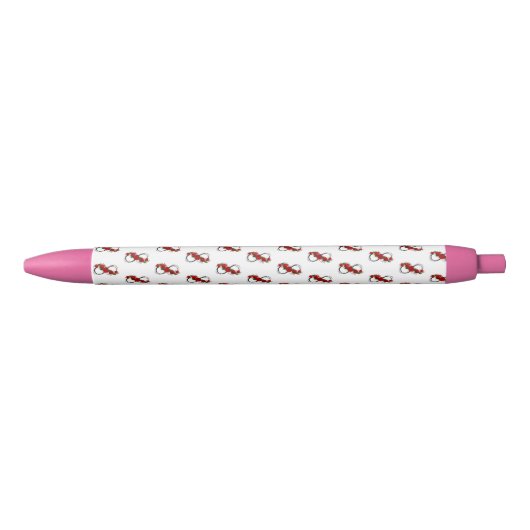 Infinity Symbool met Rode Rozen Zwarte Inkt Pen (Voorkant)
