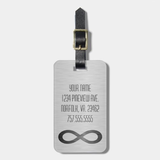 Infinity symbool op Faux-metaal textuur door STayl Bagagelabel (Voorkant verticaal)