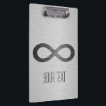 Infinity symbool op Faux-metaal textuur door STayl Klembord<br><div class="desc">Infinity symbol on brushed metal texture clipboard. Delete or change sample text,  font,  font color,  font size to your keus. Foto's can be rotated,  deleted or re-sized Copyright © Shirley Taylor. All Rights Reserved</div>