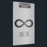 Infinity symbool op Faux-metaal textuur door STayl Klembord<br><div class="desc">Infinity symbol on brushed metal texture clipboard. Delete or change sample text,  font,  font color,  font size to your keus. Foto's can be rotated,  deleted or re-sized Copyright © Shirley Taylor. All Rights Reserved</div>