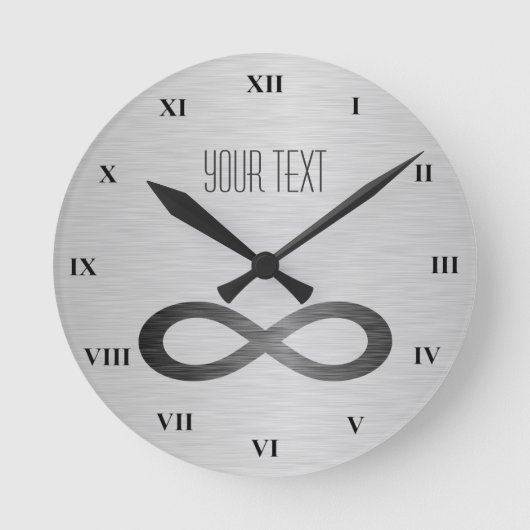 Infinity symbool op Faux-metaal textuur door STayl Ronde Klok (Voorkant)