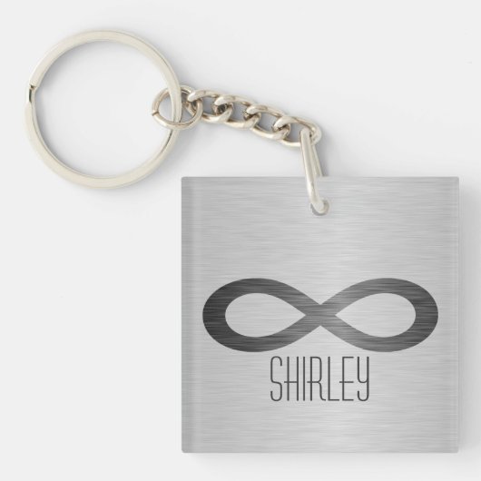 Infinity symbool op Faux-metaal textuur door STayl Sleutelhanger (voorkant)