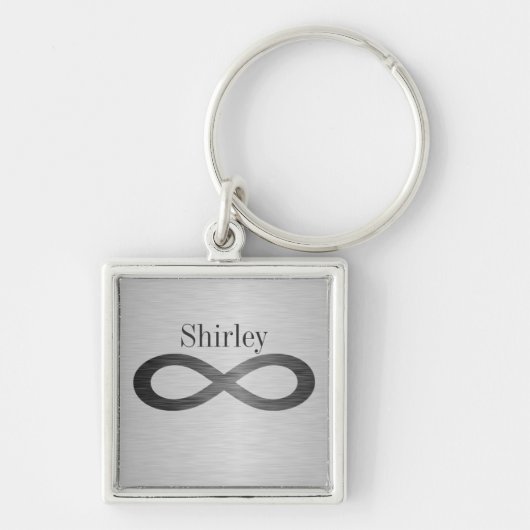 Infinity symbool op Faux-metaal textuur door STayl Sleutelhanger (Voorkant)