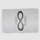 Infinity symbool op Faux Metal Texture by STaylor Golfhanddoek (Horizontaal)