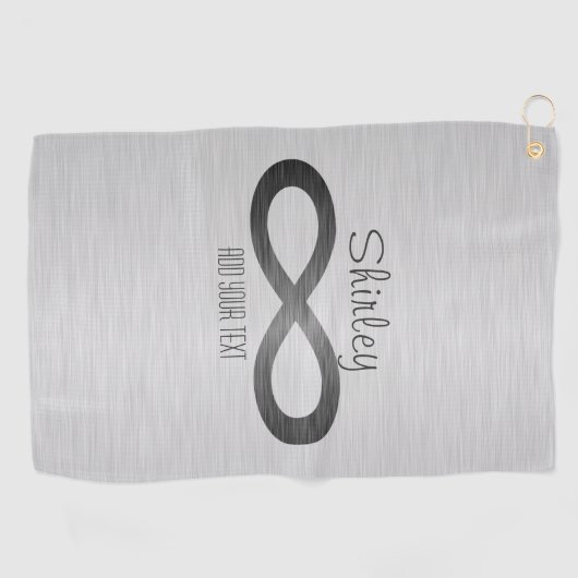 Infinity symbool op Faux Metal Texture by STaylor Golfhanddoek (Horizontaal)