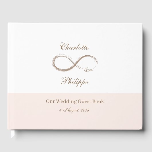 Infinity Symbool White Blush minimalistische bruil Gastenboek (Voorkant)