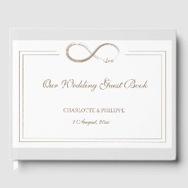 Infinity Symbool White Grey Gold Elegant Wedding Gastenboek