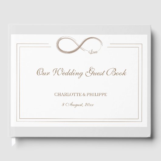 Infinity Symbool White Grey Gold Elegant Wedding Gastenboek (Voorkant)
